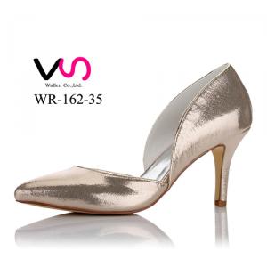 WR-162-35 Gold Color PU Leather Party Shoes by middle heel 8cm 