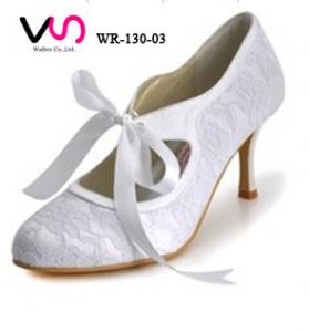 Vintage style nice lace pump bridal wedding shoes with bow made in China