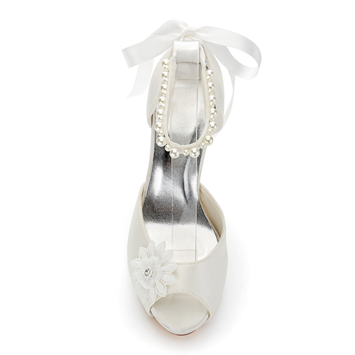 WR-370-40A 10cm Platform Bridal Shoes With Pearls straps