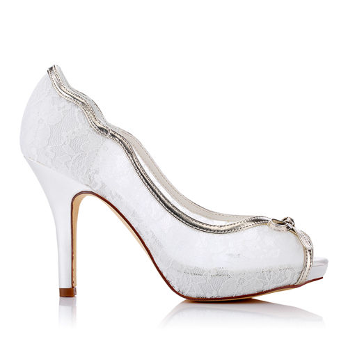 WR-370-108 10cm Heel Height 1.5cm Platform Lace Bridal Shoes