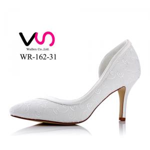 WR-162-31 Embroidery Ivory Lace Bridal Wedding Shoes by 8cm Heel Height