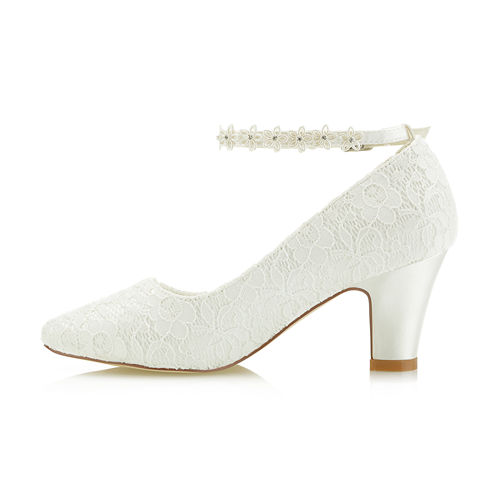 Strong Heel Lace Wedding Shoes with Comfortable Heel 