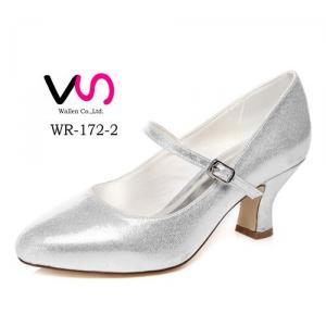 6cm Stronger Heel Comfortable Wide Borad Bridal Shoes in Silver Color