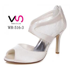 WR-516-3 Cream Color 9cm Heel Height Women Wedding Bridal Shoes With Lace Material