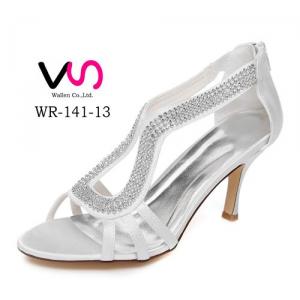 8cm Heel Ivory Color Bridal Shoes Wedding Shoe With Rhinestones
