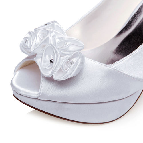 WR-145-2 12cm heel height with platform with small flower details bridal shoes