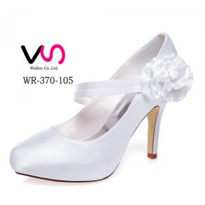 WR-370-105 Ivory Color 10cm with Platform Wedding Bridal Shoes with Flower 