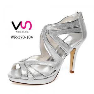 WR-370-104 Silver Color 10cm With Platform Strappy Sandal Women Wedding Bridal Shoes 