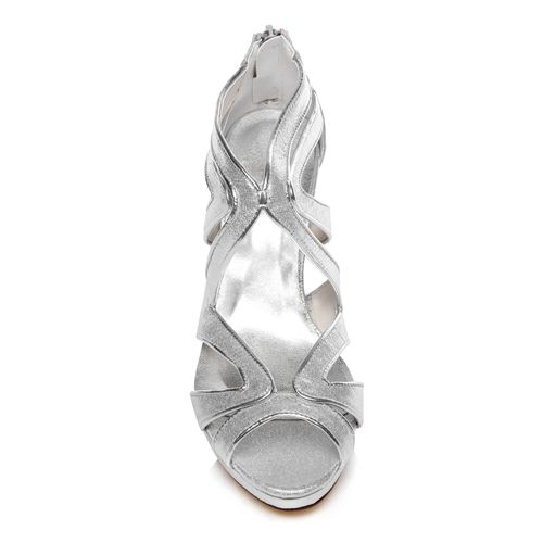 WR-370-101 Silver Color Sandal Party Shoes Bridal Shoes 10cm heel with platform