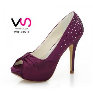 WR-145-4 12cm high height Purple color wedding shoes bridal shoes