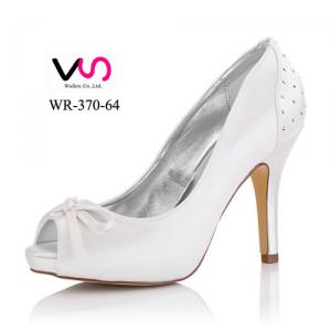 WR-370-64 Dyeable Satin 4 inch Heel Rhinestones Open Shoe Toe With Bow 