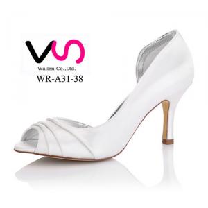 WR-A31-38 Peeptoe Shoe Style Delicated Dyeable Satin Bridal Shoe Made in China Factory