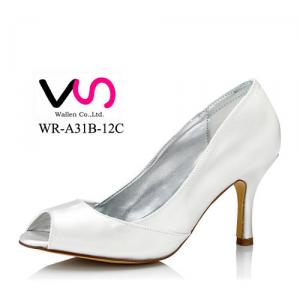 WR-A31B-12C Ivory Color 8cm Heel Height Dyeable Satin Women Wedding Shoe Bridal Shoe made in China Wholesale Price