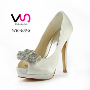 5'' heel high with crystal metal decoration peeptoe bridal shoes