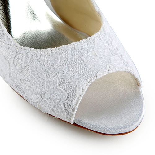 Dyeable satin peeptoe shoe toe bridal shoes with lace