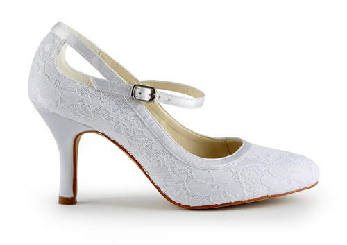 8cm middle heel Mary Jane style pump bridal shoes