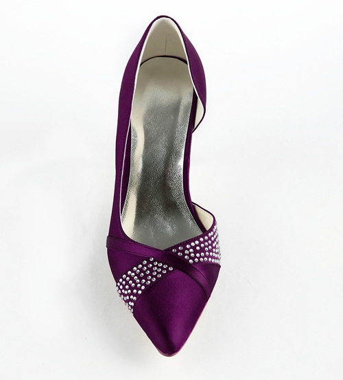 Strong heel nice purple color wedding shoes for bride
