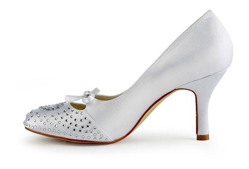 handmade rhinestone bridal shoes round toe high heel wedding shoes