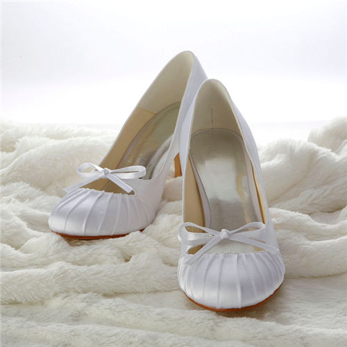 Cheapest wholesale price simple bow wrinkle bridal shoes