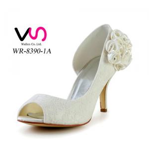 2016 hot selling lace peeptoe handmade bridal shoes 